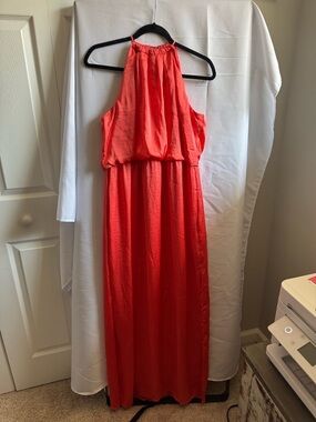 Bisou Bisou Coral Halter Maxi Dress